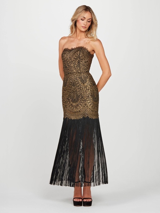 Helsi Dresses & Skirts - Helsi Naomi Strapless Metallic Fringe Gown